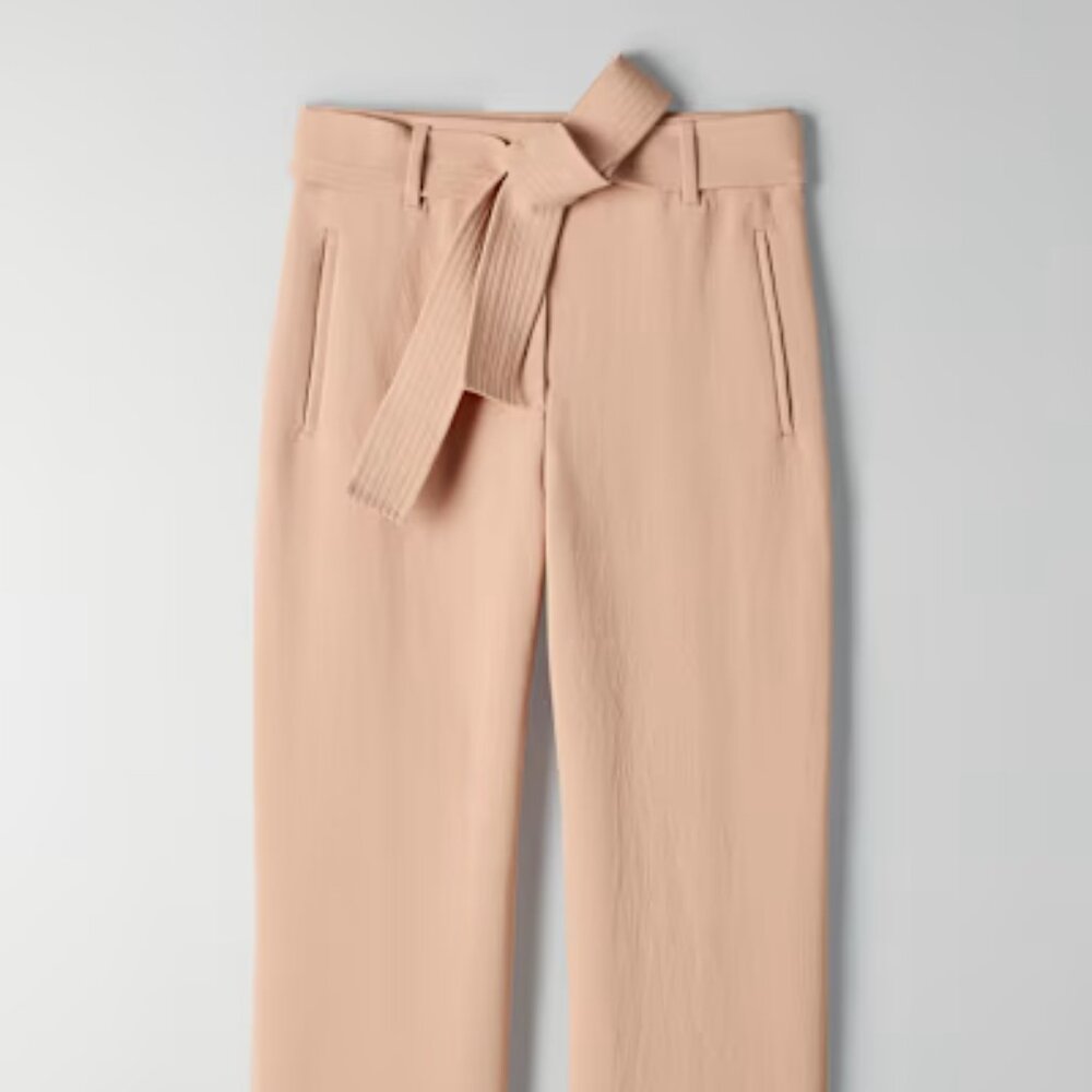 Women's High-Rise Belted Straight-Leg Pants - Blush